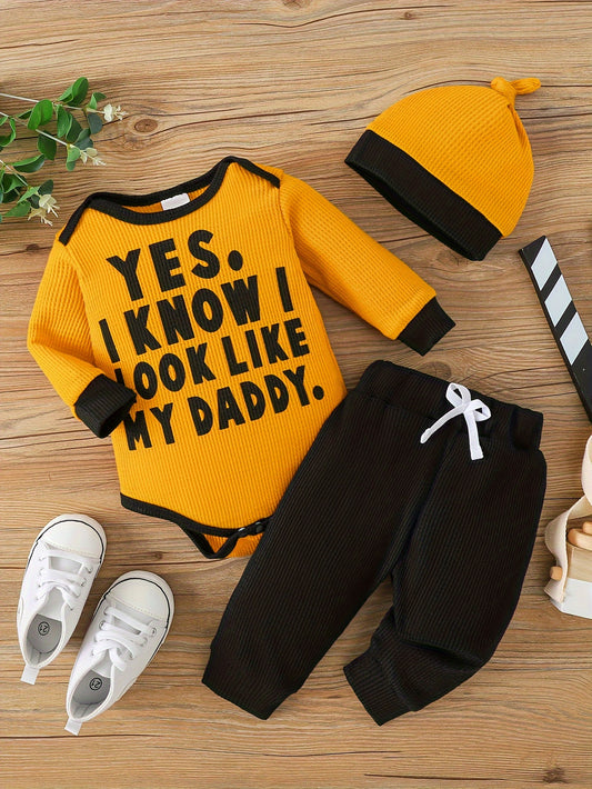 👶 2pcs Infant's "I Look Like My Daddy" Print Long Sleeve Set