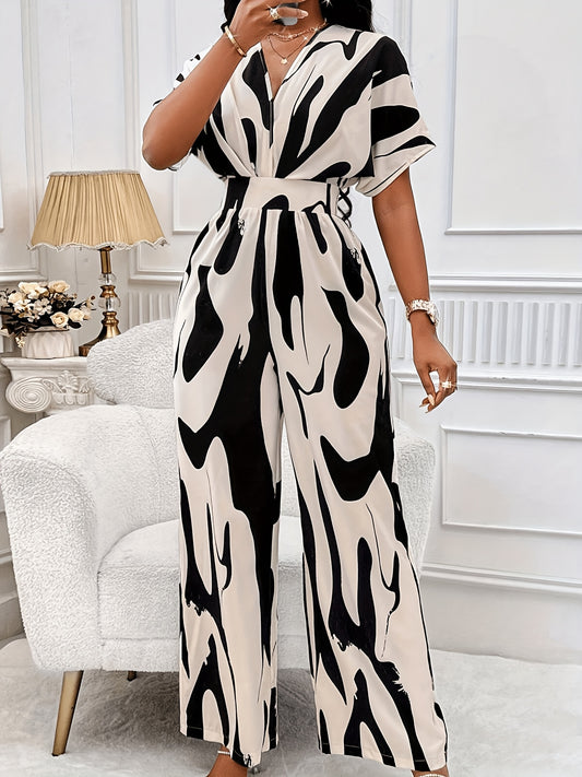 🖼️ Allover Print Wide Leg Jumpsuit 🖼️