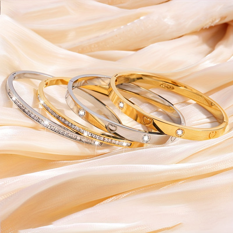 4-Piece Cool Stainless Steel Love Bangle Set 💖✨