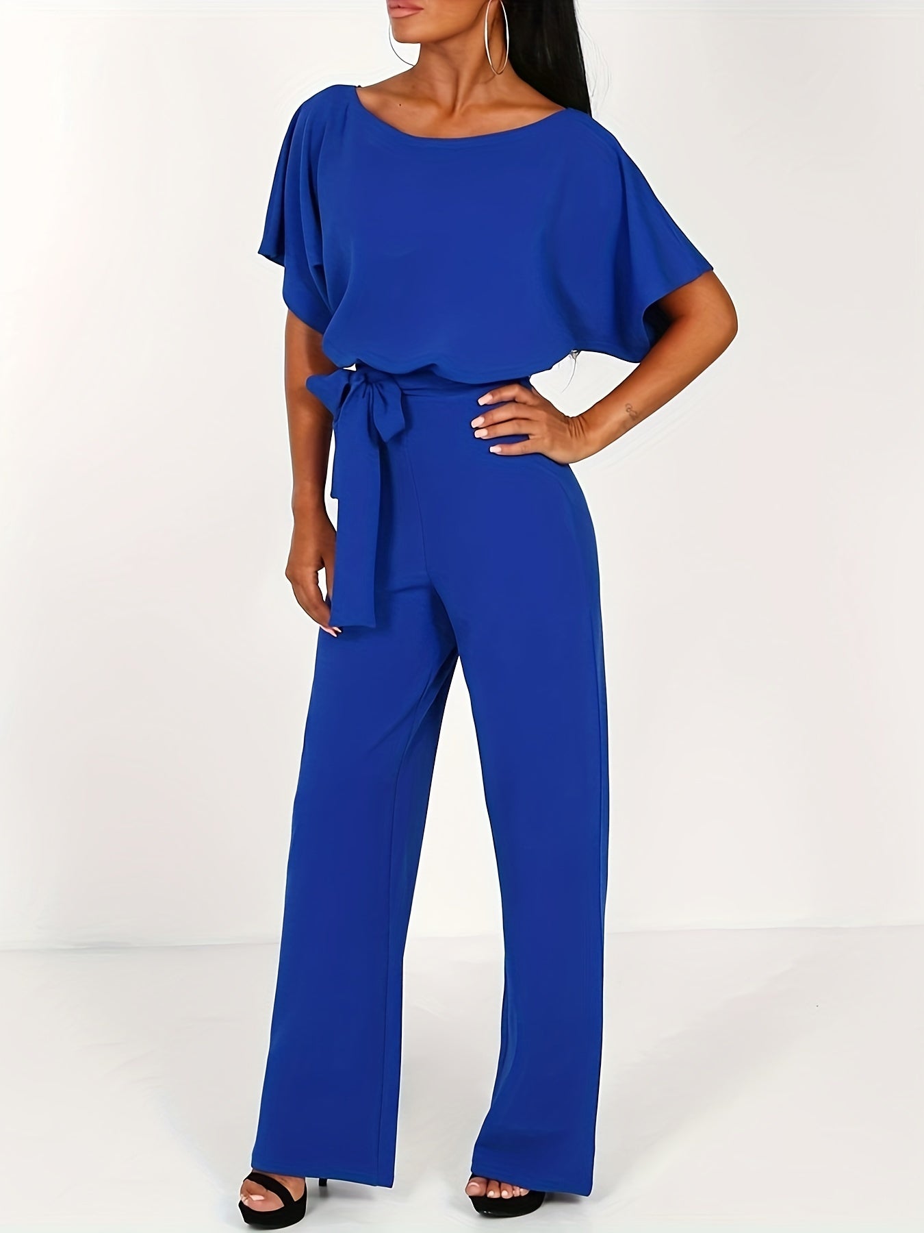 🌟 Solid Color Crew Neck Keyhole Jumpsuit 🌟