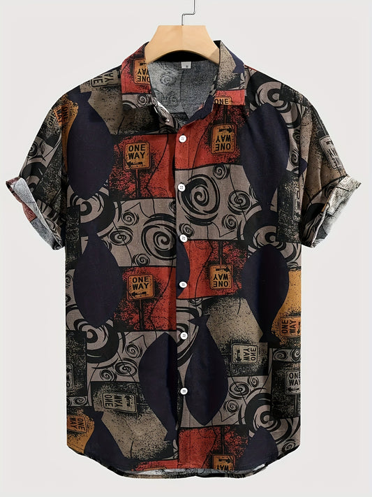 Retro Pattern Lapel Shirt