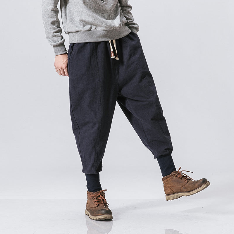 Urban Ease Cotton-Linen Blend Jogger Pants: Stylish Hip-Hop Inspired Bottoms