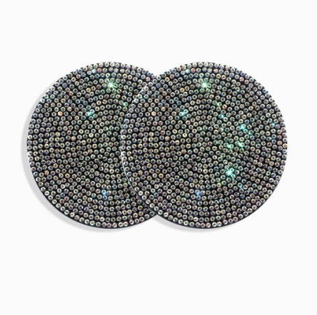 Bling Car Coasters For Cup Holder 2 Pack Universal Anti Slip Silicone Cup Holder Insert Crystal Rhinestone Car Interior Accessories