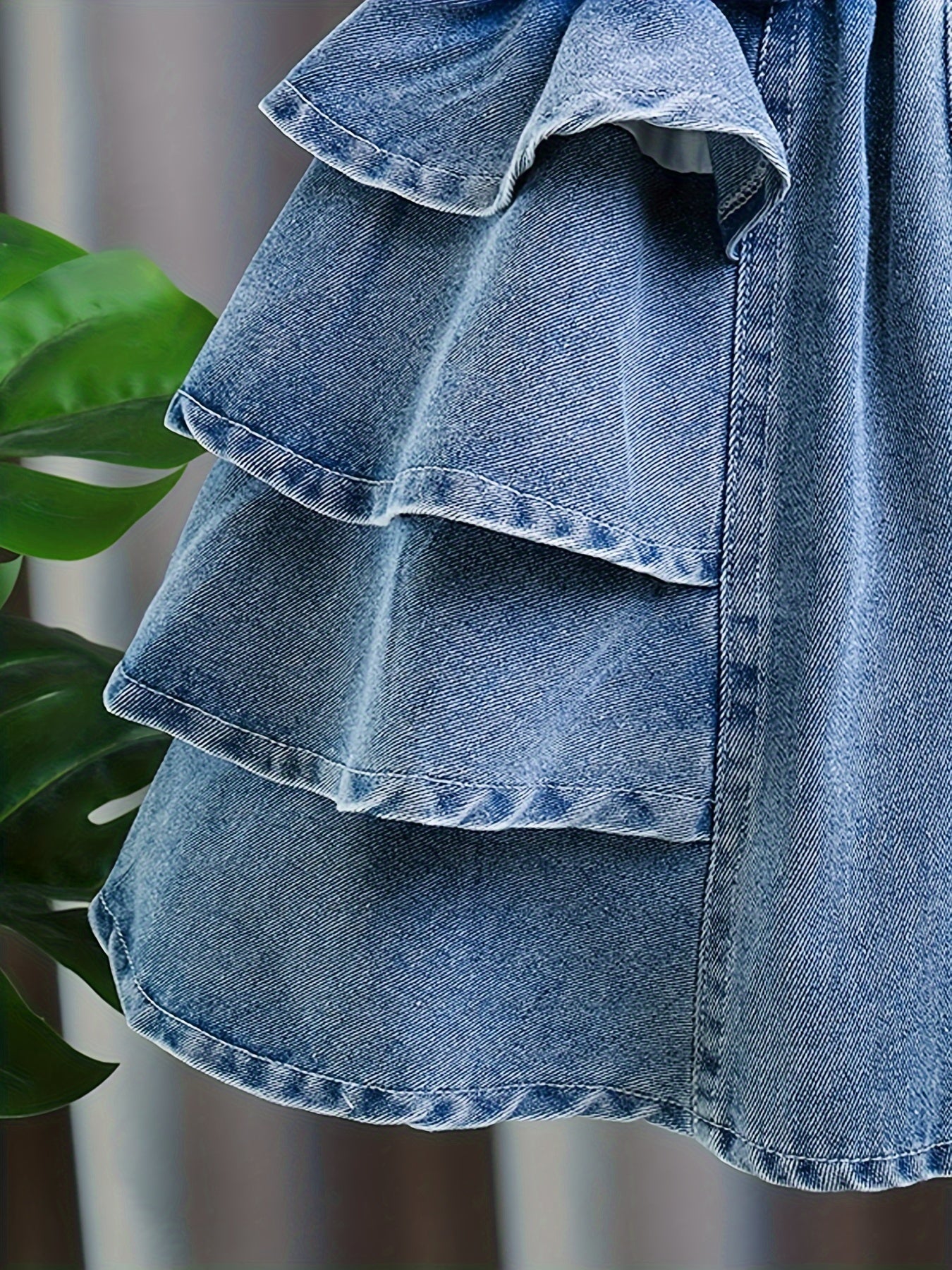 Girls' 100% Cotton Comfy Ruffle Trim Denim 👧💙