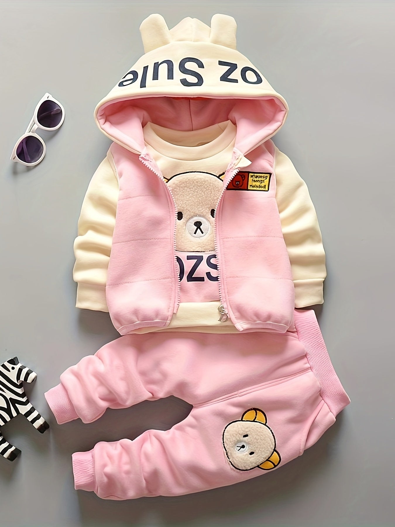 🐻 Winter Toddler Girl's 3-Piece Cartoon Bear Set ❄️