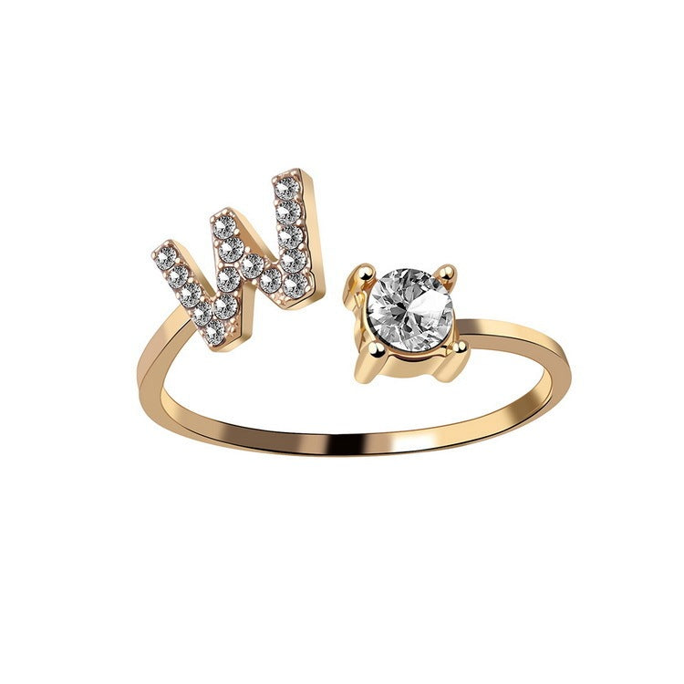 Elegance Initials Adjustable Ring: Fashion Jewelry