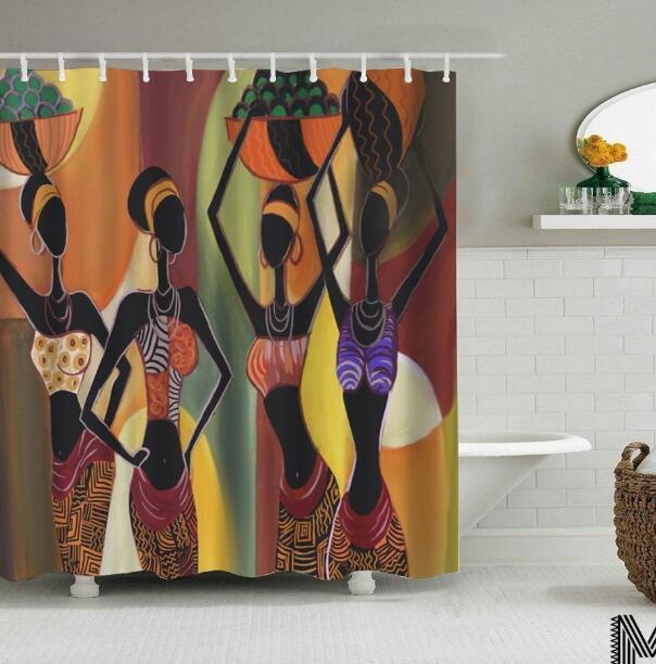 Urban Vibes Shower Curtain: Graffiti Art featuring Hip Hop African Girl and Modern Building Design