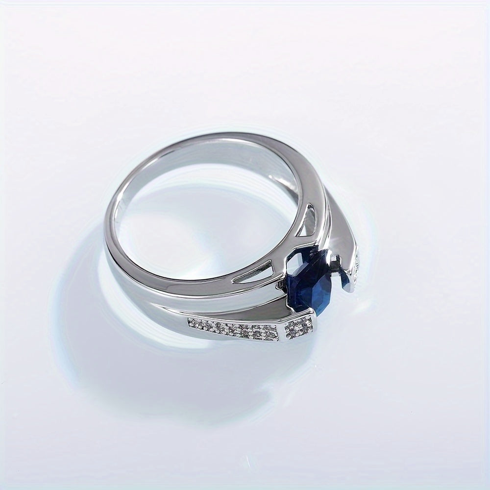 💎 Exquisite Waterish Gemstone Promise Ring – Silver-Plated Elegance ✨