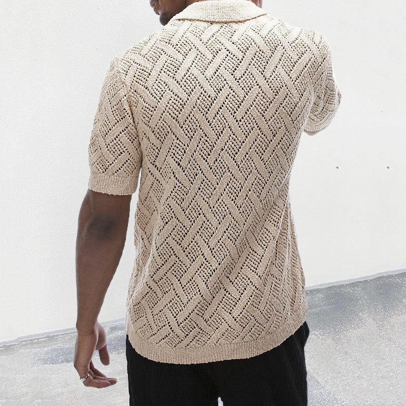 Fashion Personality Short-sleeved Hollow Sweater Men