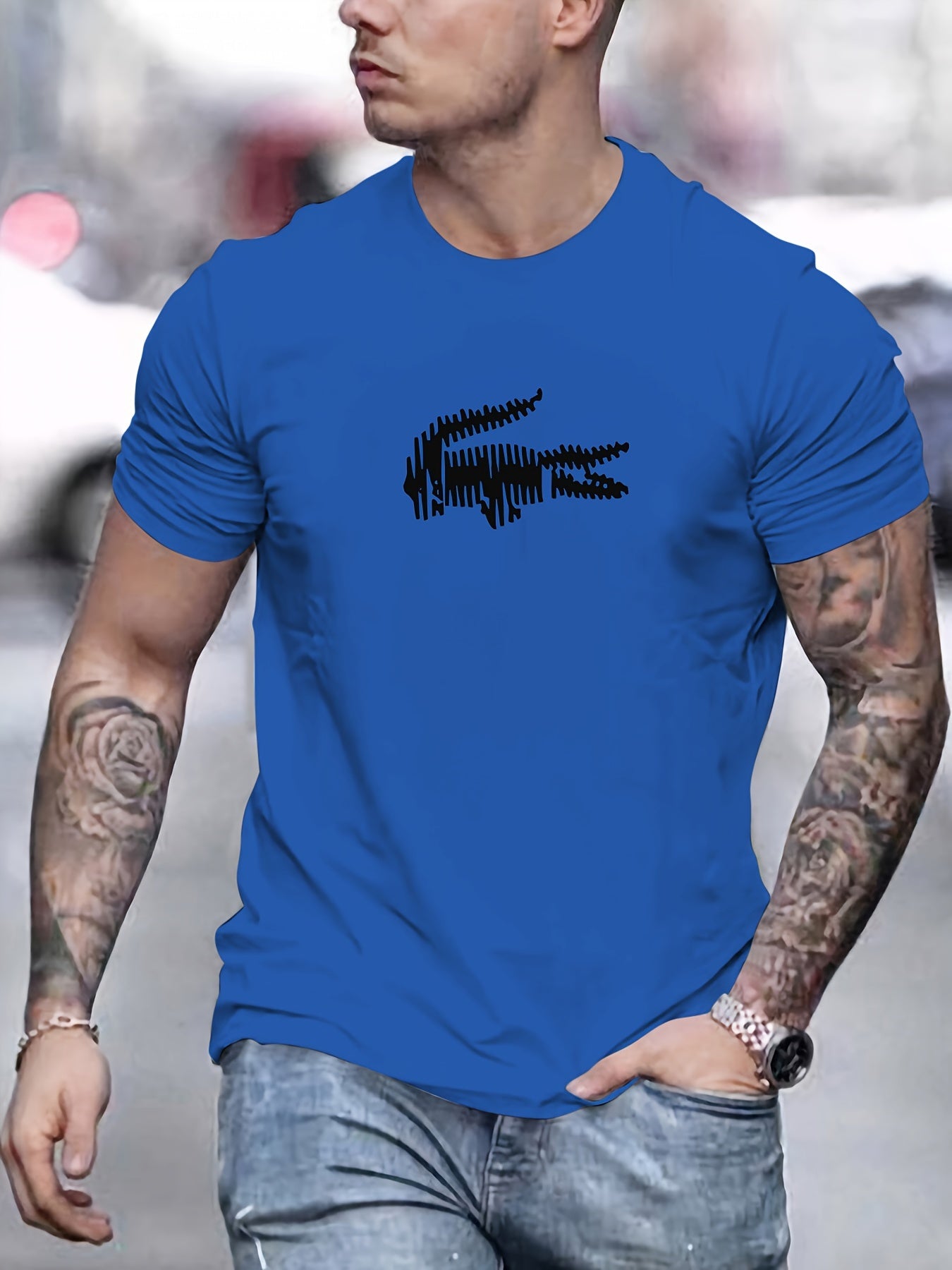 🐊 Men's Fashion T-Shirt with Crocodile Pattern 🌟