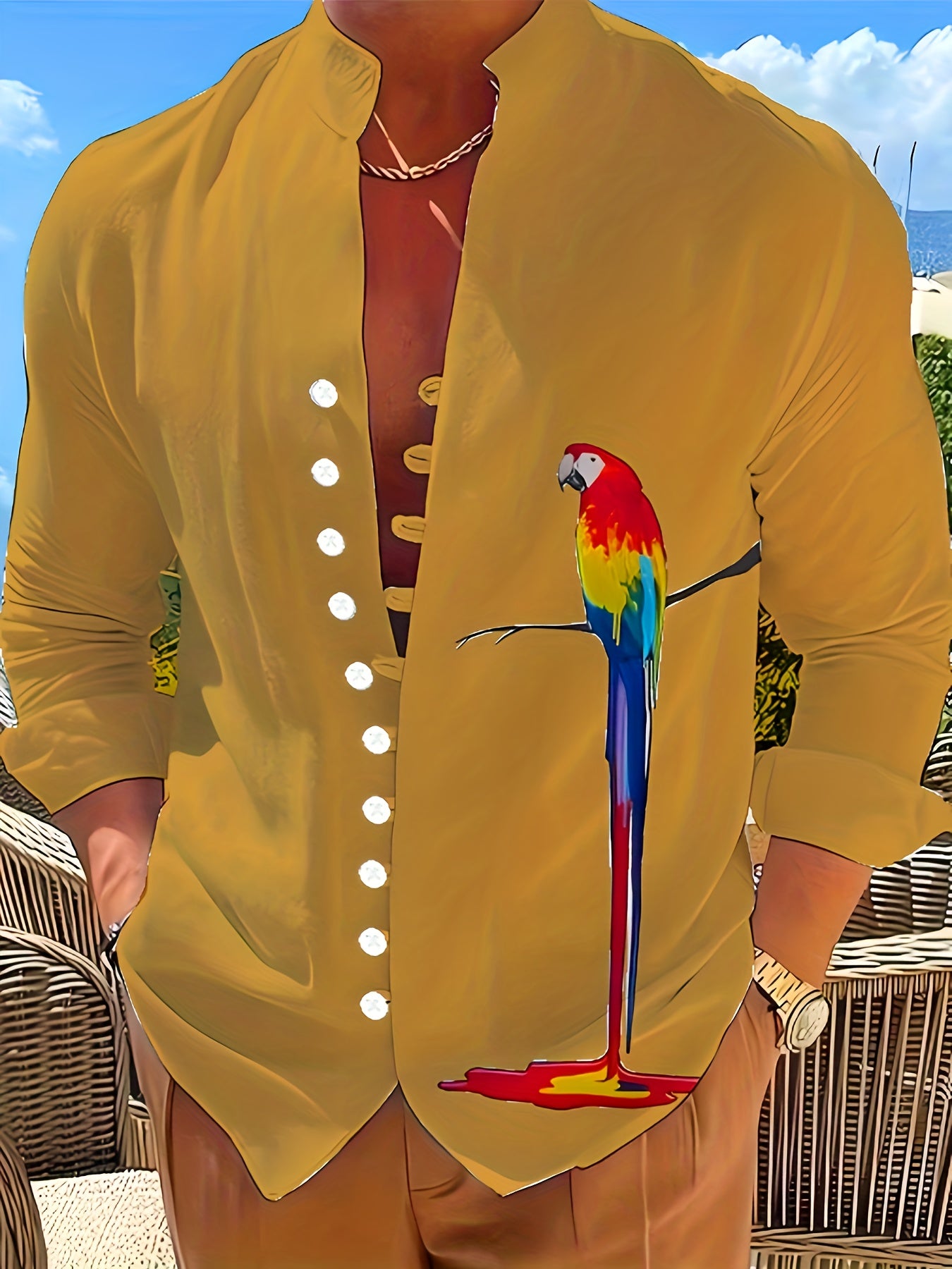 Tropical Parrot 3D Print" Long Sleeve Shirt