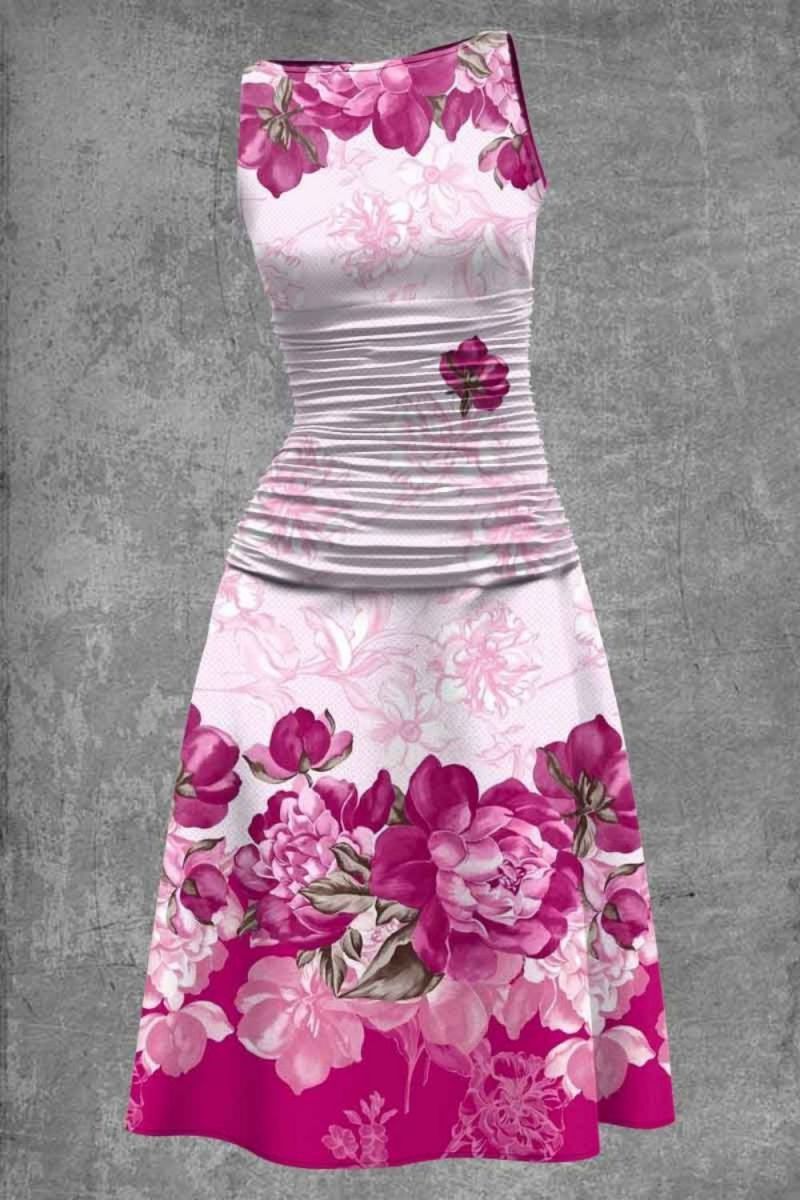 Floral Print Personalized Sleeveless Waist Dress