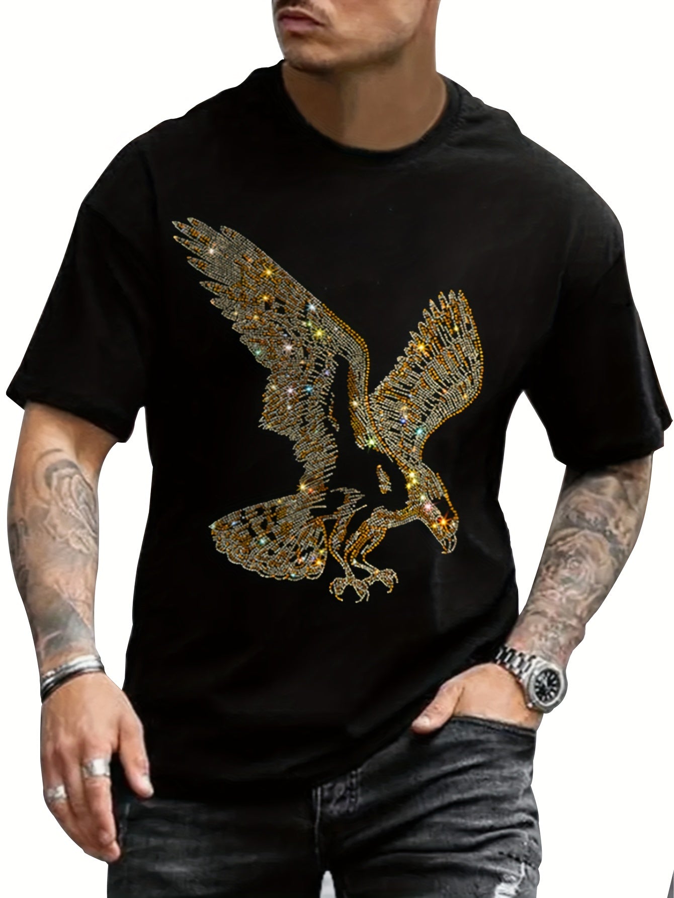 🦅 Rhinestone Eagle Cotton T-Shirt 🦅