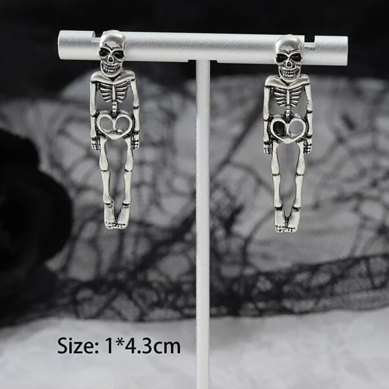 Ghoul Glam Detachable Skeleton Stud Earrings: Spooky Halloween Accessories