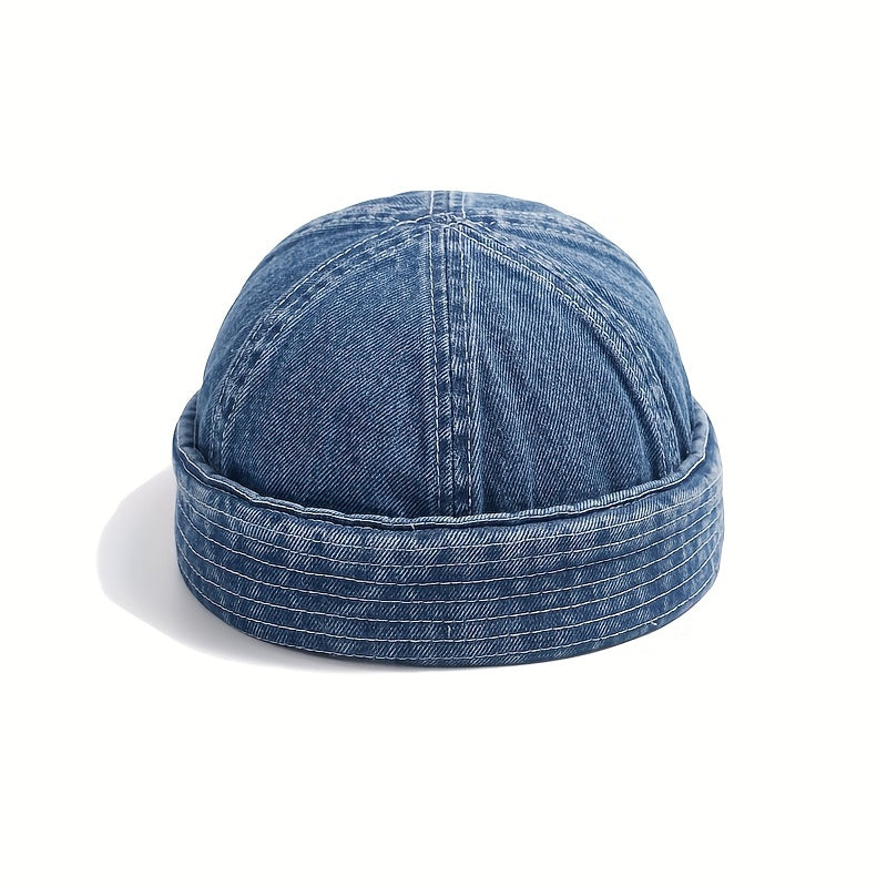 Vintage Vibe Brimless Denim Skull Cap 🧢✨