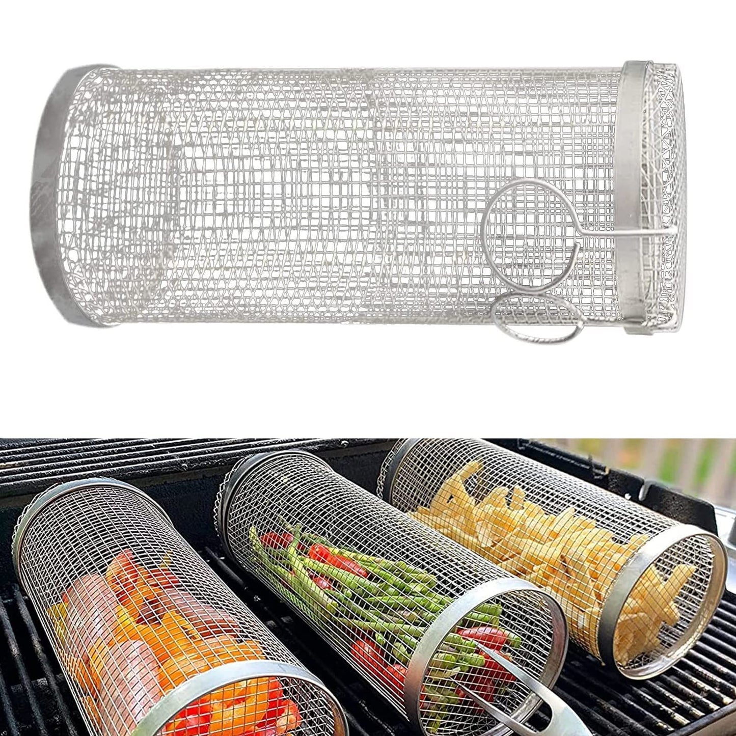 Grill Master Rolling BBQ Basket: Portable Outdoor Barbecue Rack