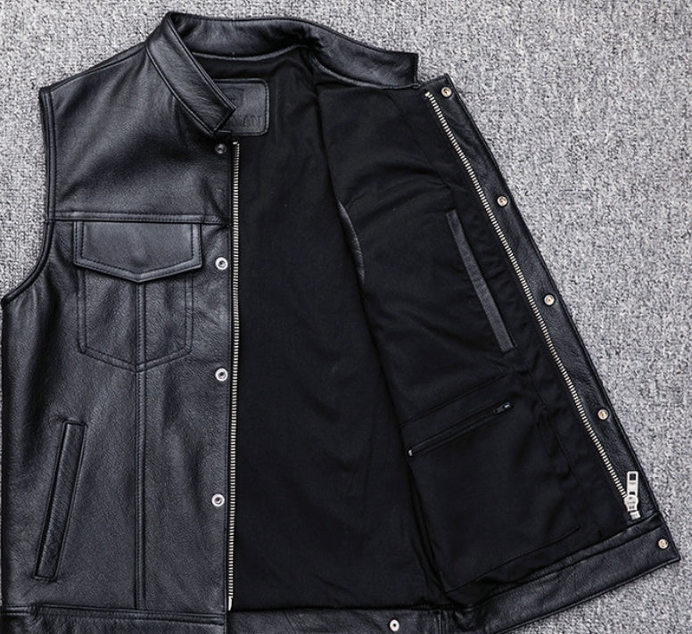 Vest Vest Button Motorcycle Motor Bike Casual Leather Waistcoat Plus Size