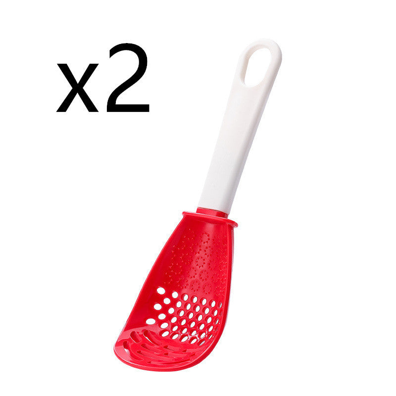 Grind & Drain Multifunctional Kitchen Tool: All-in-One Colander, Grinder, and Draining Spoon