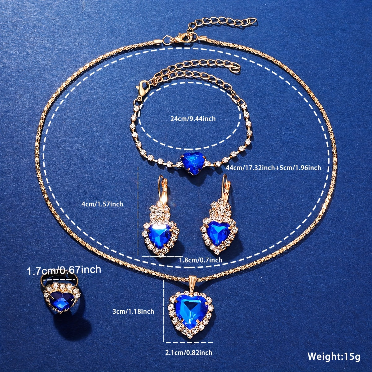 Elegant Blue Rhinestone Quartz Watch & Gem Jewelry Set 💙✨