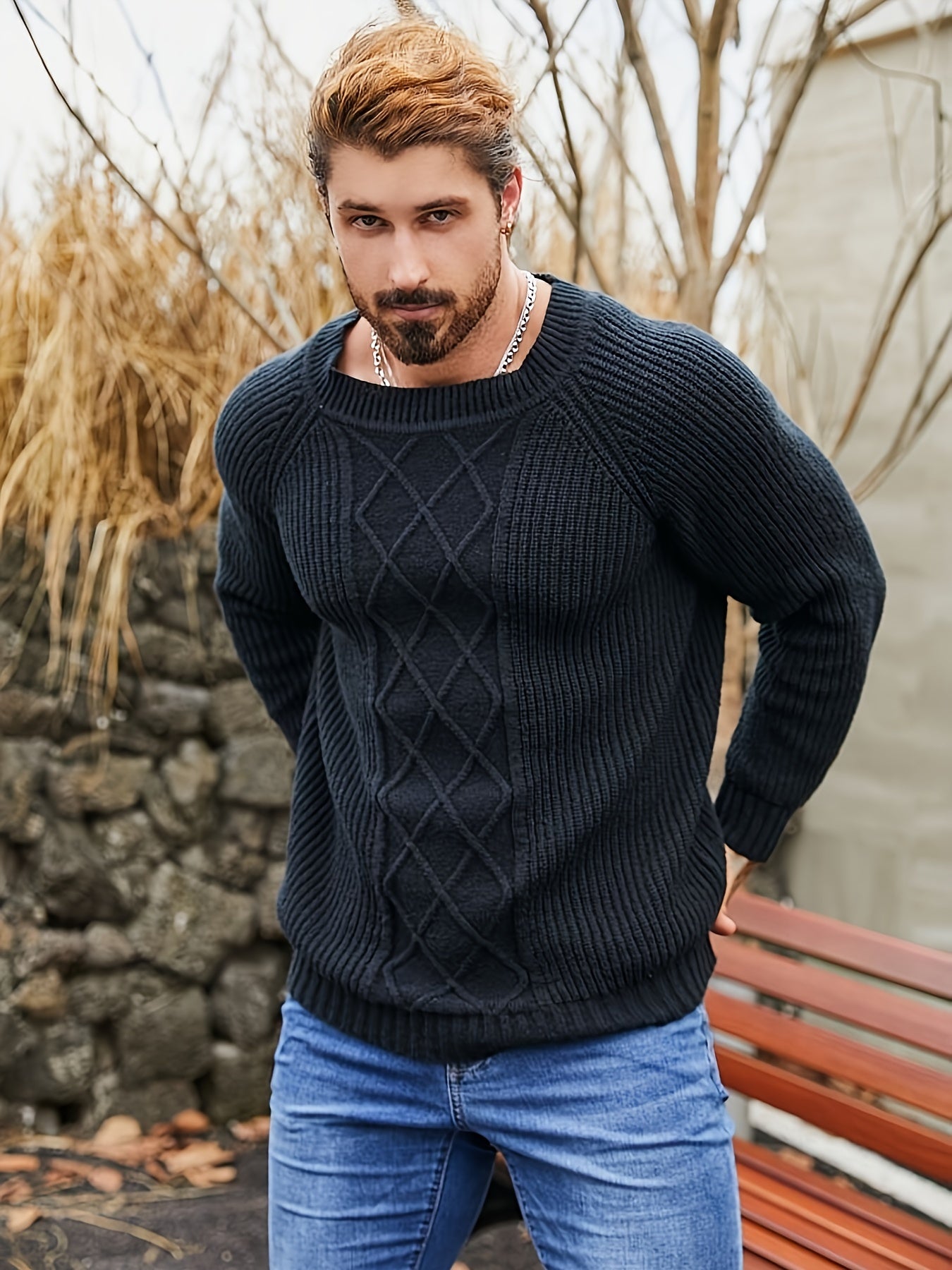 🧵 "Raglan Comfort" Men's Crew Neck Pullover Sweater ❄️