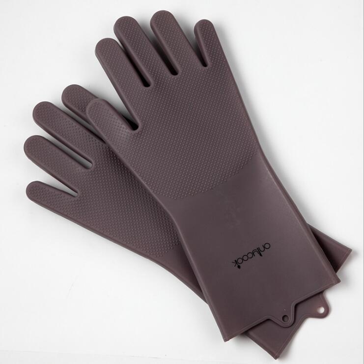 Thick silicone dishwashing gloves