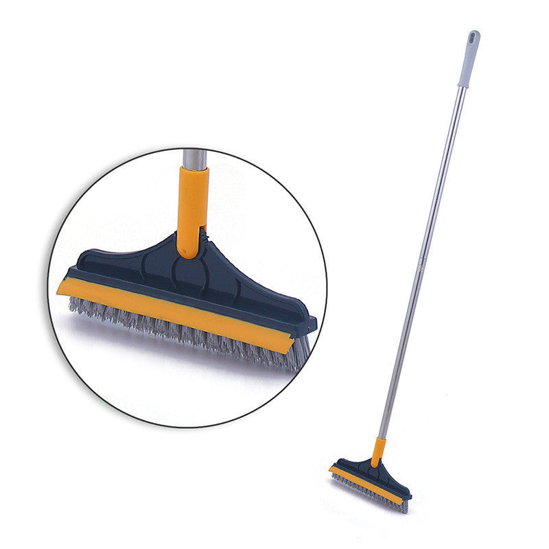 Swift Sweep Floor Gap Cleaning Broom: Dual-Action Rubber Wiper and Bristles