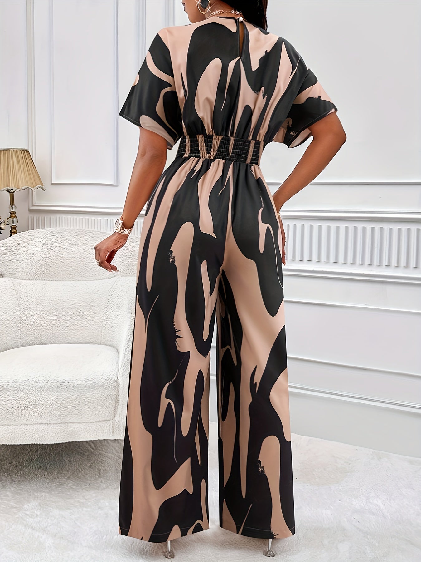 🖼️ Allover Print Wide Leg Jumpsuit 🖼️