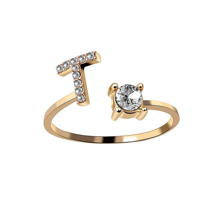 Elegance Initials Adjustable Ring: Fashion Jewelry