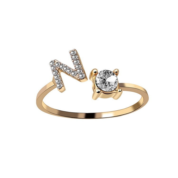 Elegance Initials Adjustable Ring: Fashion Jewelry