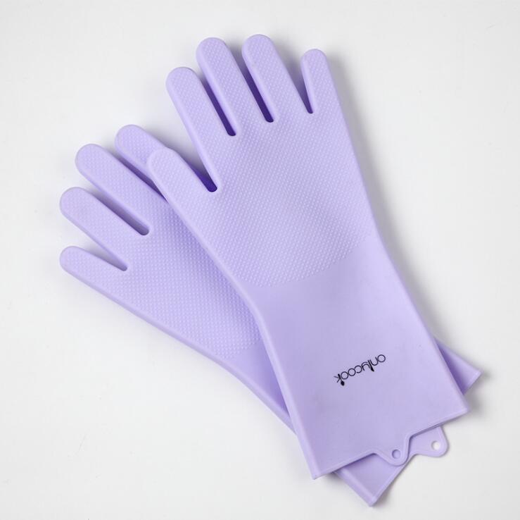 Thick silicone dishwashing gloves