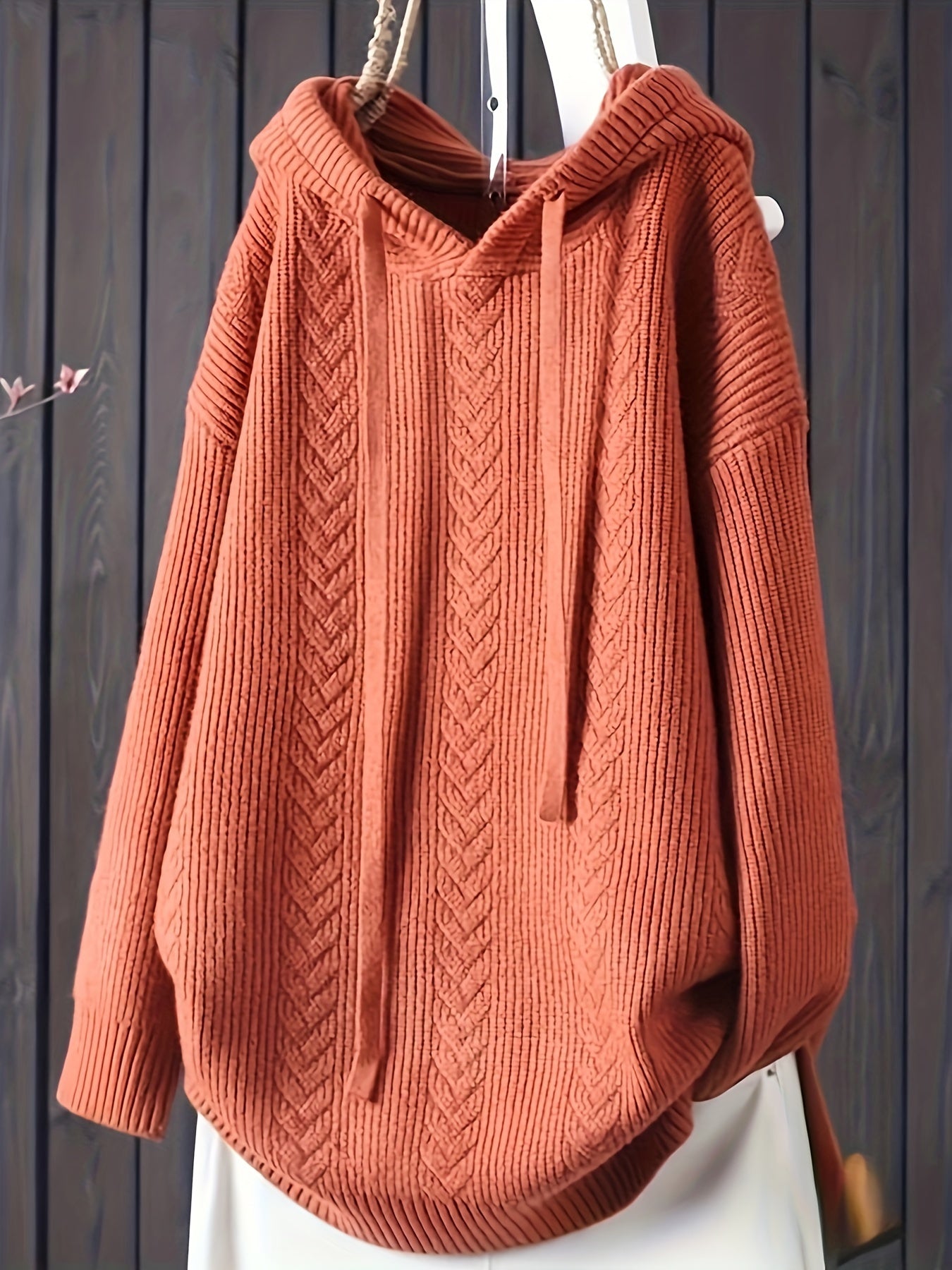 Plus Size Solid Drawstring Hooded Sweater 🍂✨