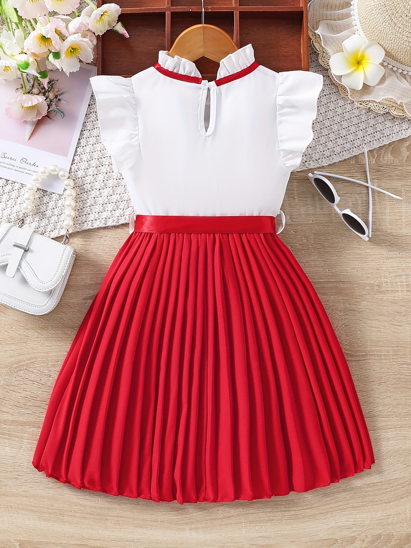 🌸 Elegant Frill Sleeve Pleated Dress for Girls – Perfect for Summer Holidays & Outings 🎀