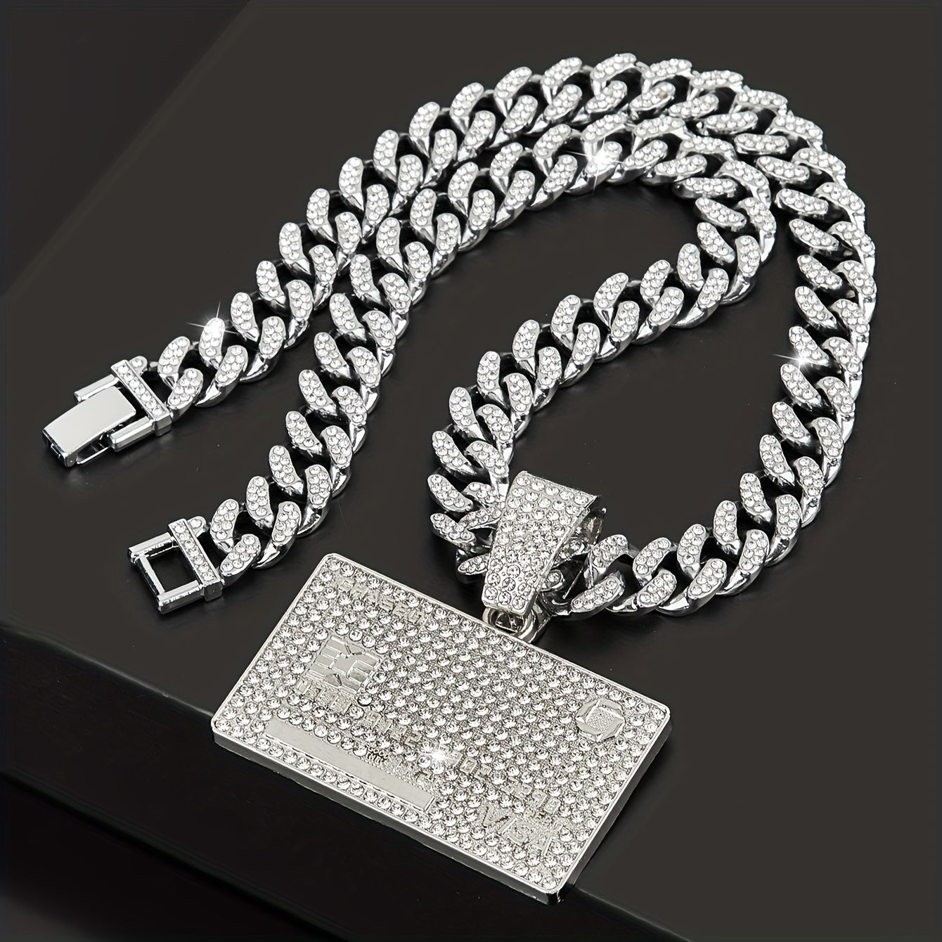 💎 Hip-hop VISA Card Rhinestones Pendant Necklace 💎