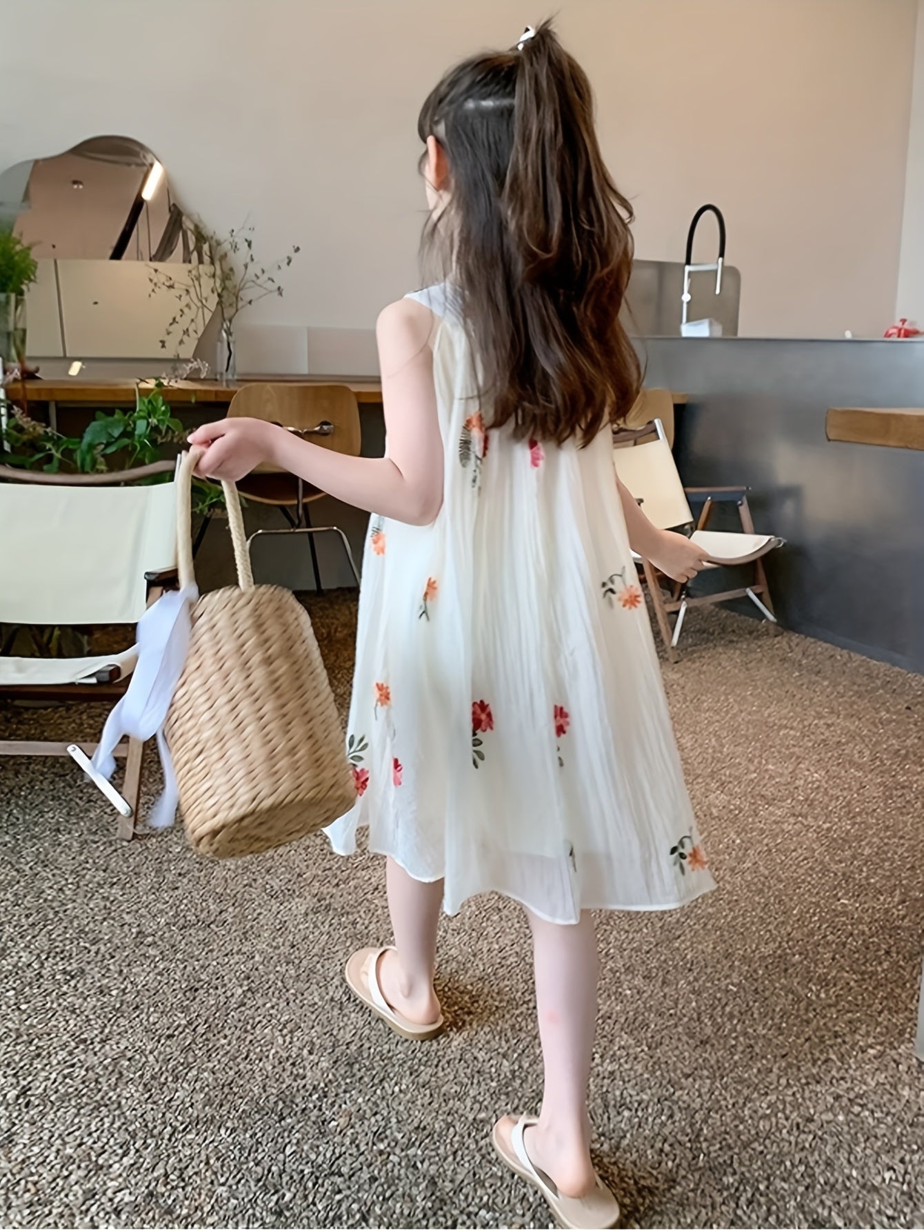 Girls' Summer Floral Sleeveless Dress 🌸✨