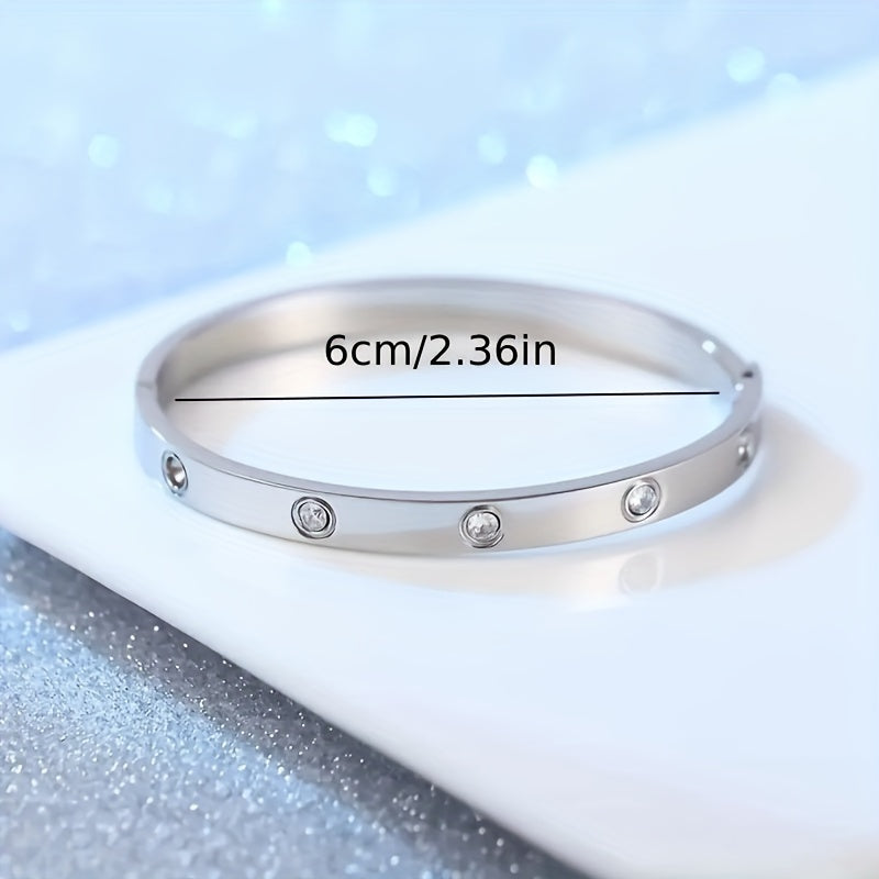 ✨ Classic Titanium Steel Zirconia Bangle Bracelet ✨