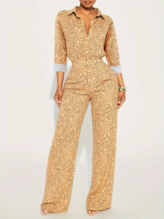 🌟 Elegant Lapel Long Sleeve Jumpsuit 🌟