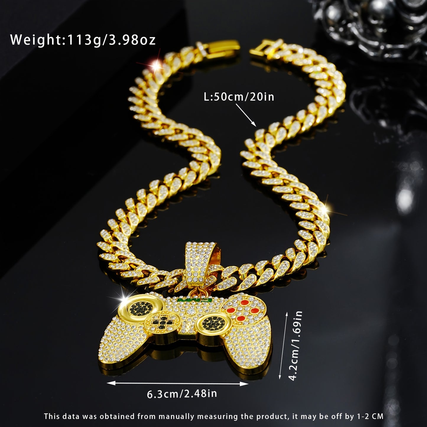 🎮 Retro Game Controller Pendant Necklace – Hip-Hop Cuban Chain Chic 🌟