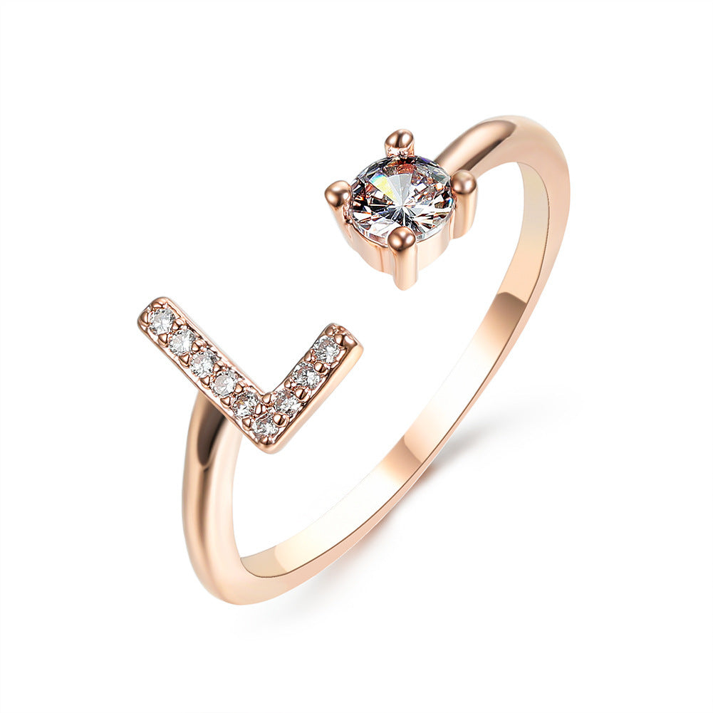 Elegance Initials Adjustable Ring: Fashion Jewelry