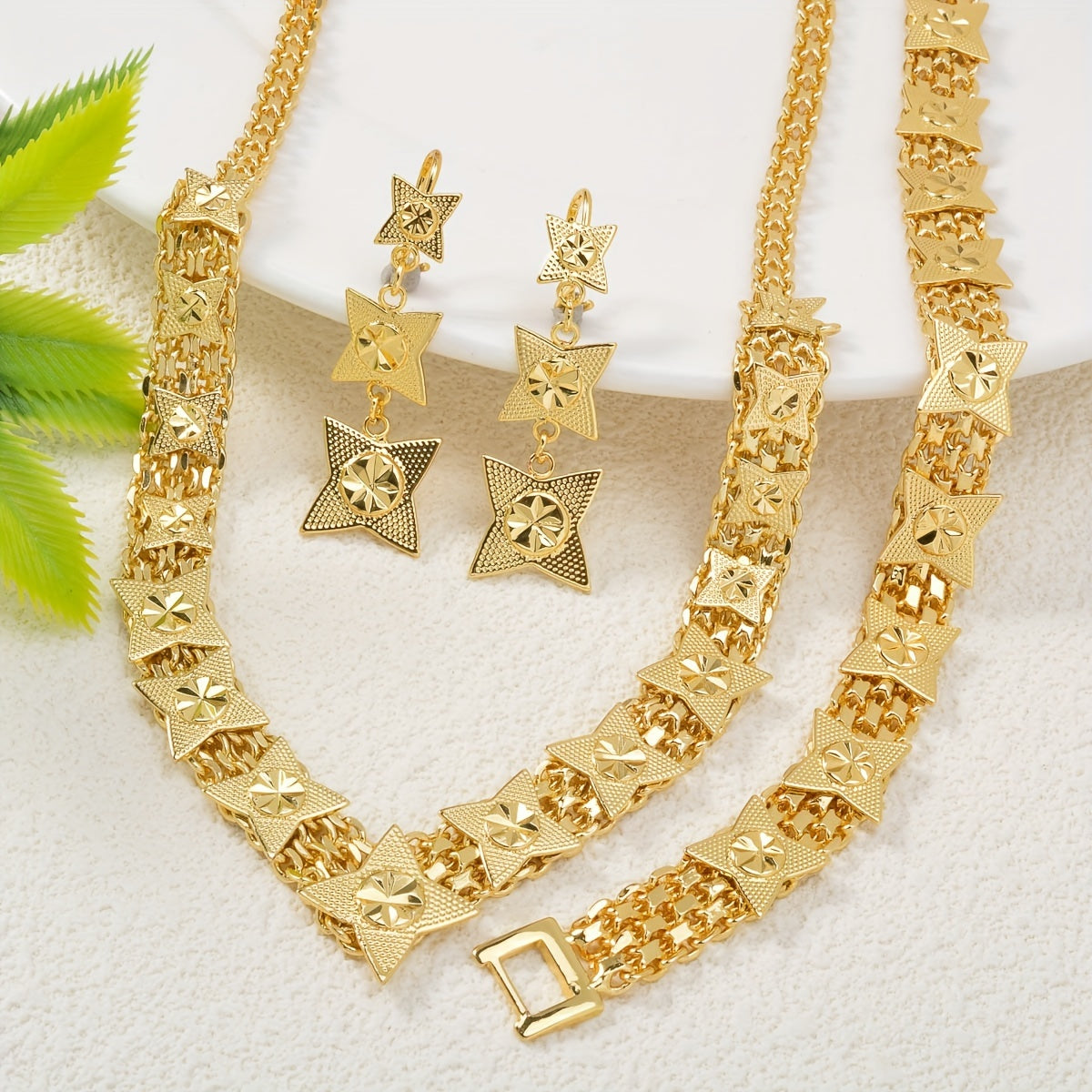 ⭐ Celestial Glow Jewelry Set – Golden Star Collection ✨