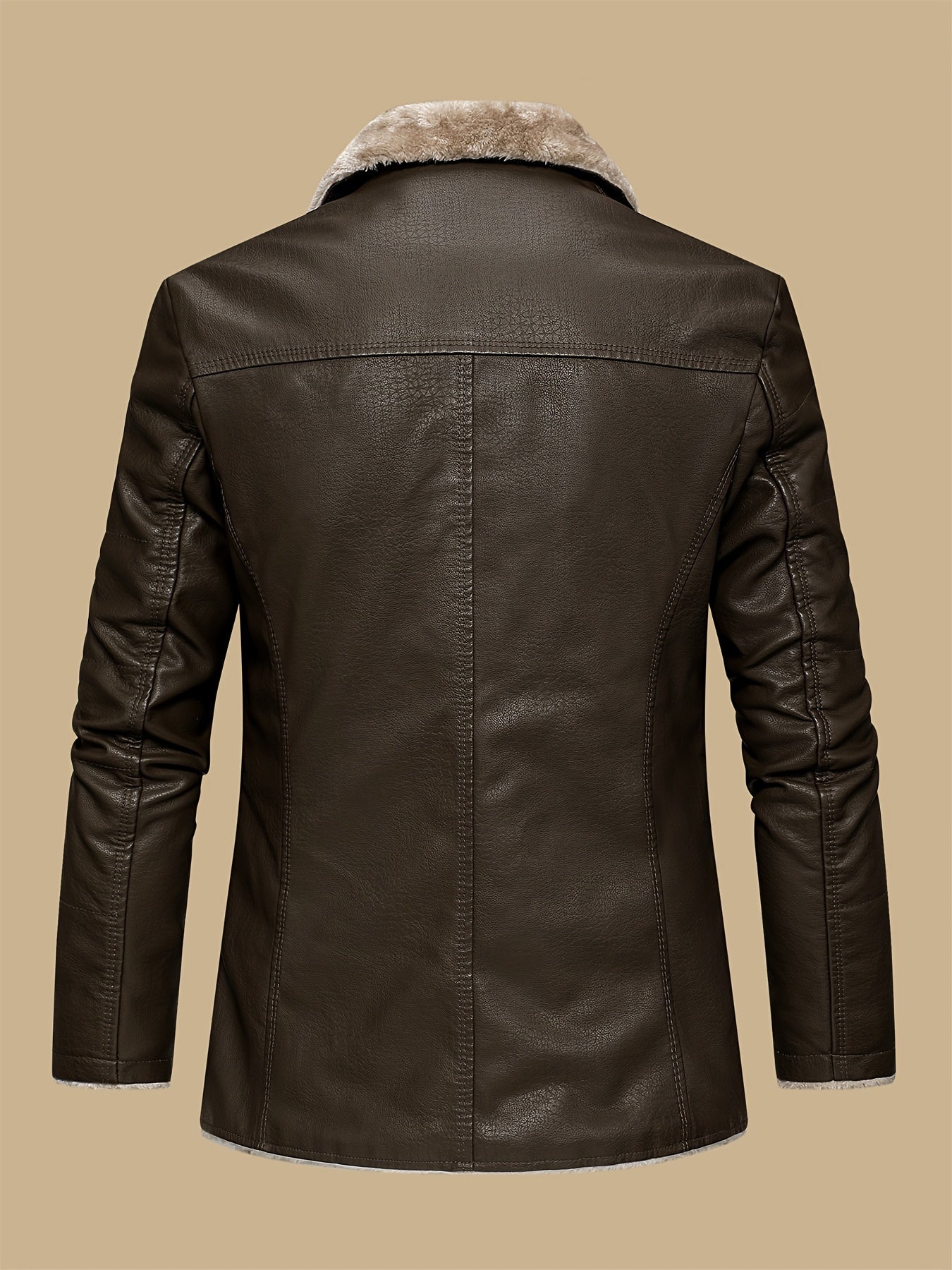 Arctic Edge PU Leather Jacket , Casual Jacket With Faux Fur Lining, Water-Resistant Windproof For Autumn Winter Daily And Leisure Wear