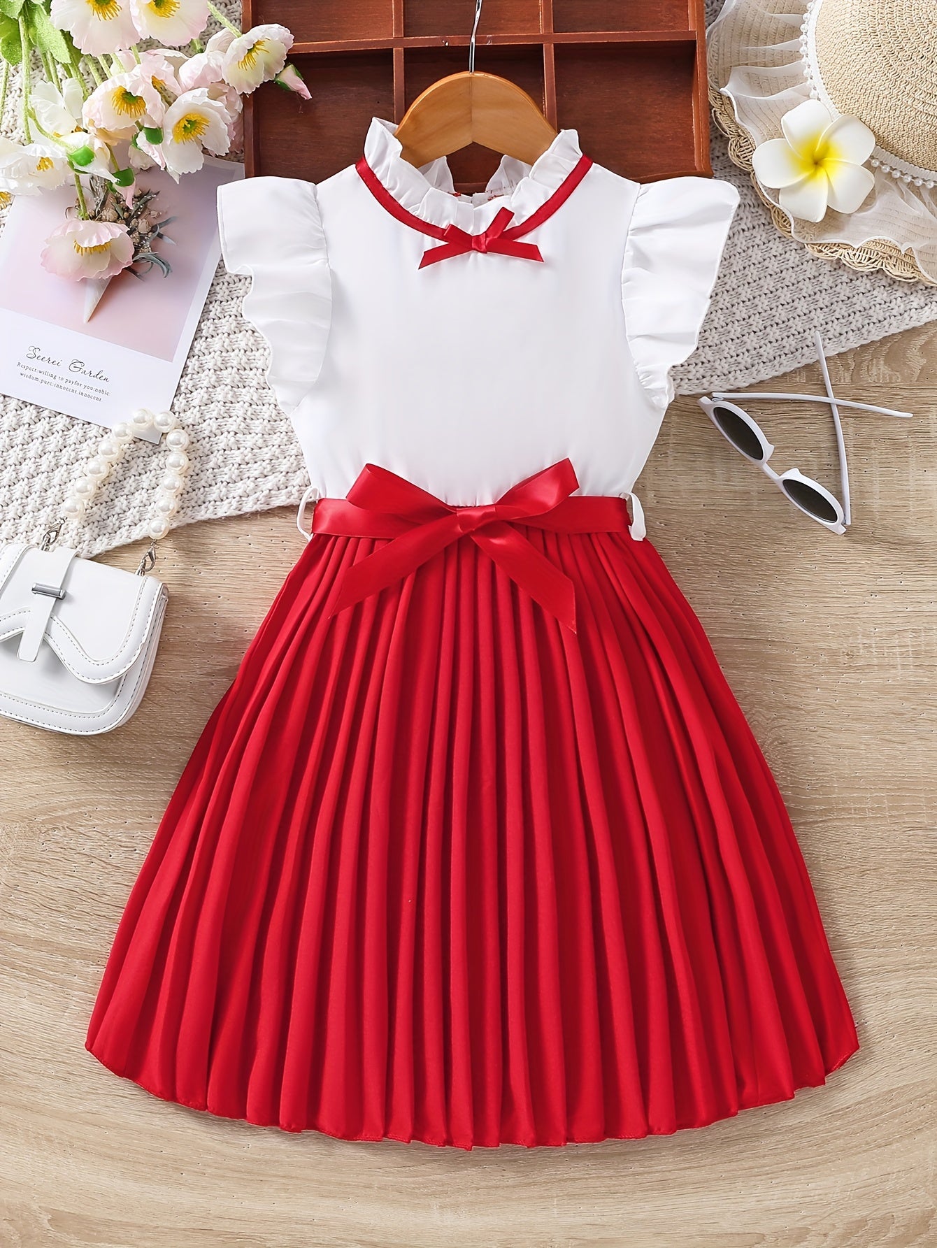 🌸 Elegant Frill Sleeve Pleated Dress for Girls – Perfect for Summer Holidays & Outings 🎀