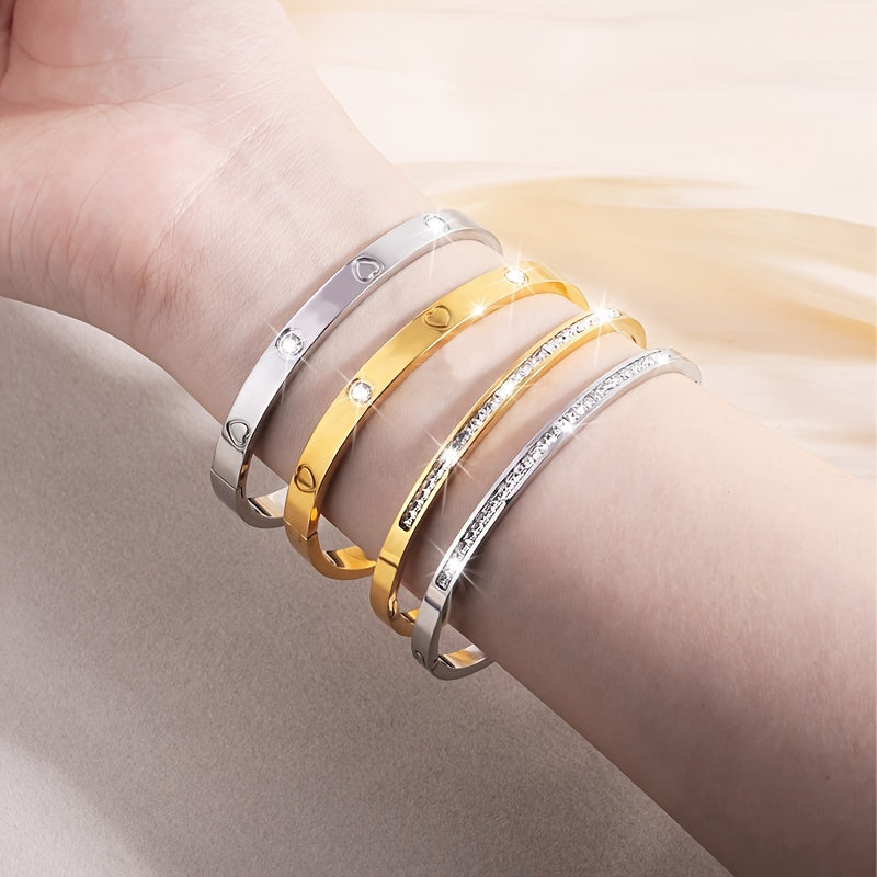 4-Piece Cool Stainless Steel Love Bangle Set 💖✨