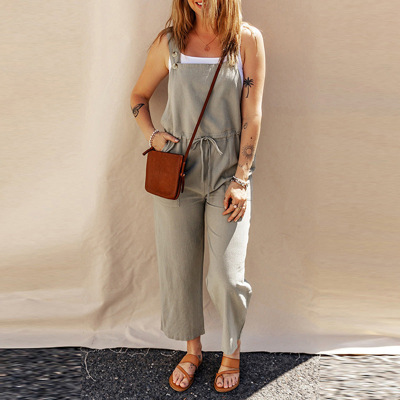 Solid Color Camisole Jumpsuit Loose Sleeveless