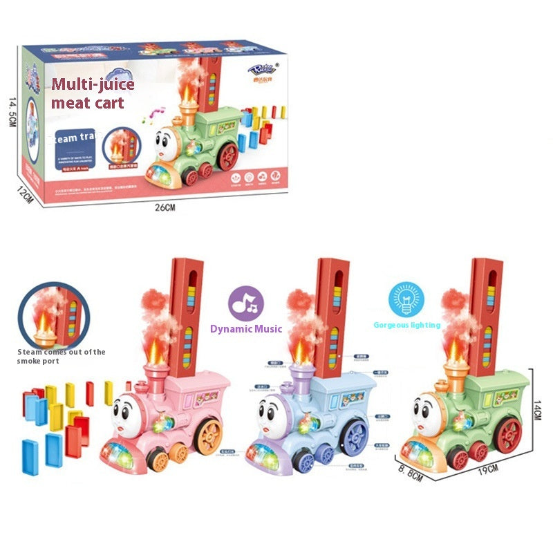 Domino Train Automatic Delivery Card With Spray Smoke Luminous Band Music