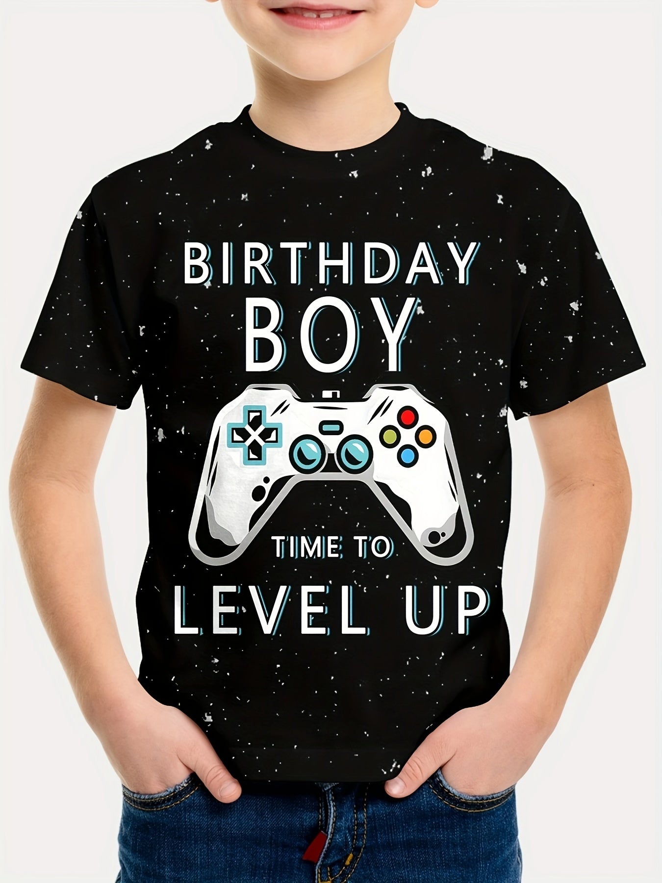 🎮 Birthday Boy Gamepad Print T-Shirt – Cool & Casual Short Sleeve Tee for All Seasons 🎂