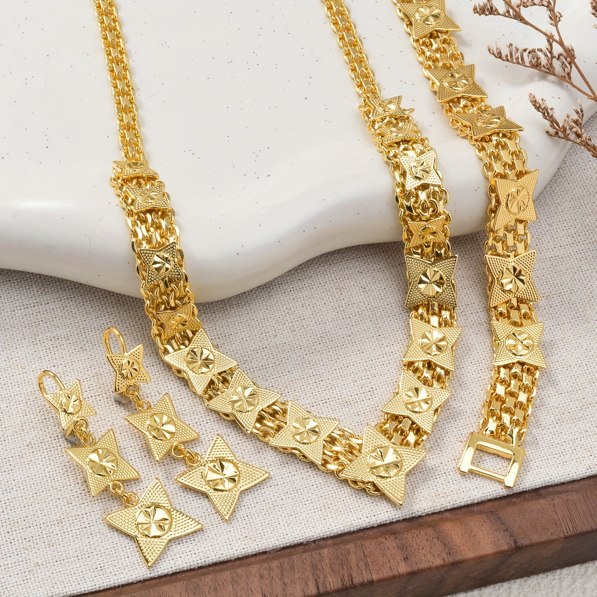 ⭐ Celestial Glow Jewelry Set – Golden Star Collection ✨