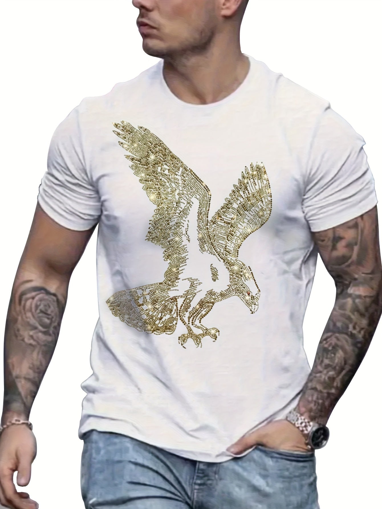 🦅 Rhinestone Eagle Cotton T-Shirt 🦅