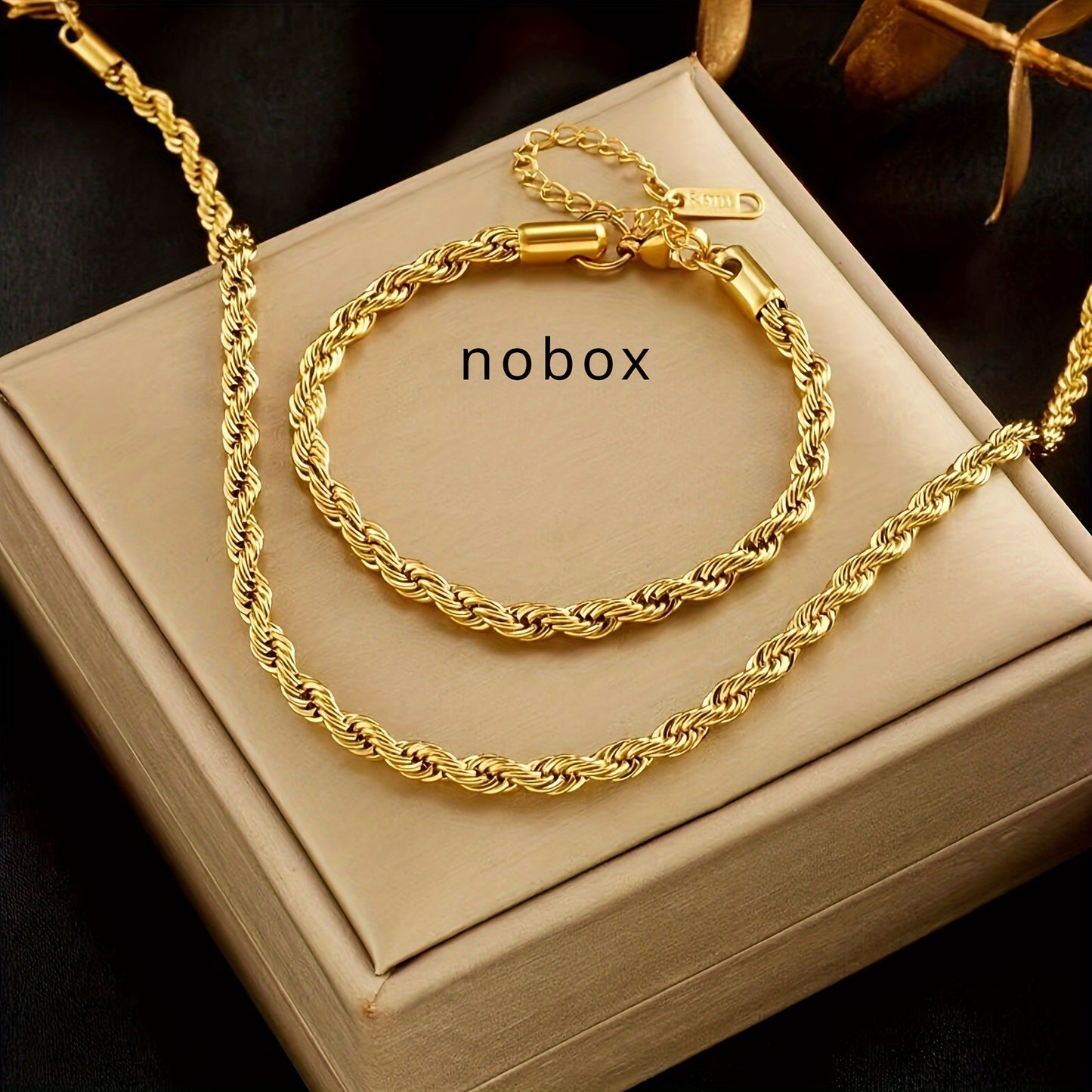 Elegant Gold Plated Stainless Steel Necklace & Bracelet Set ✨