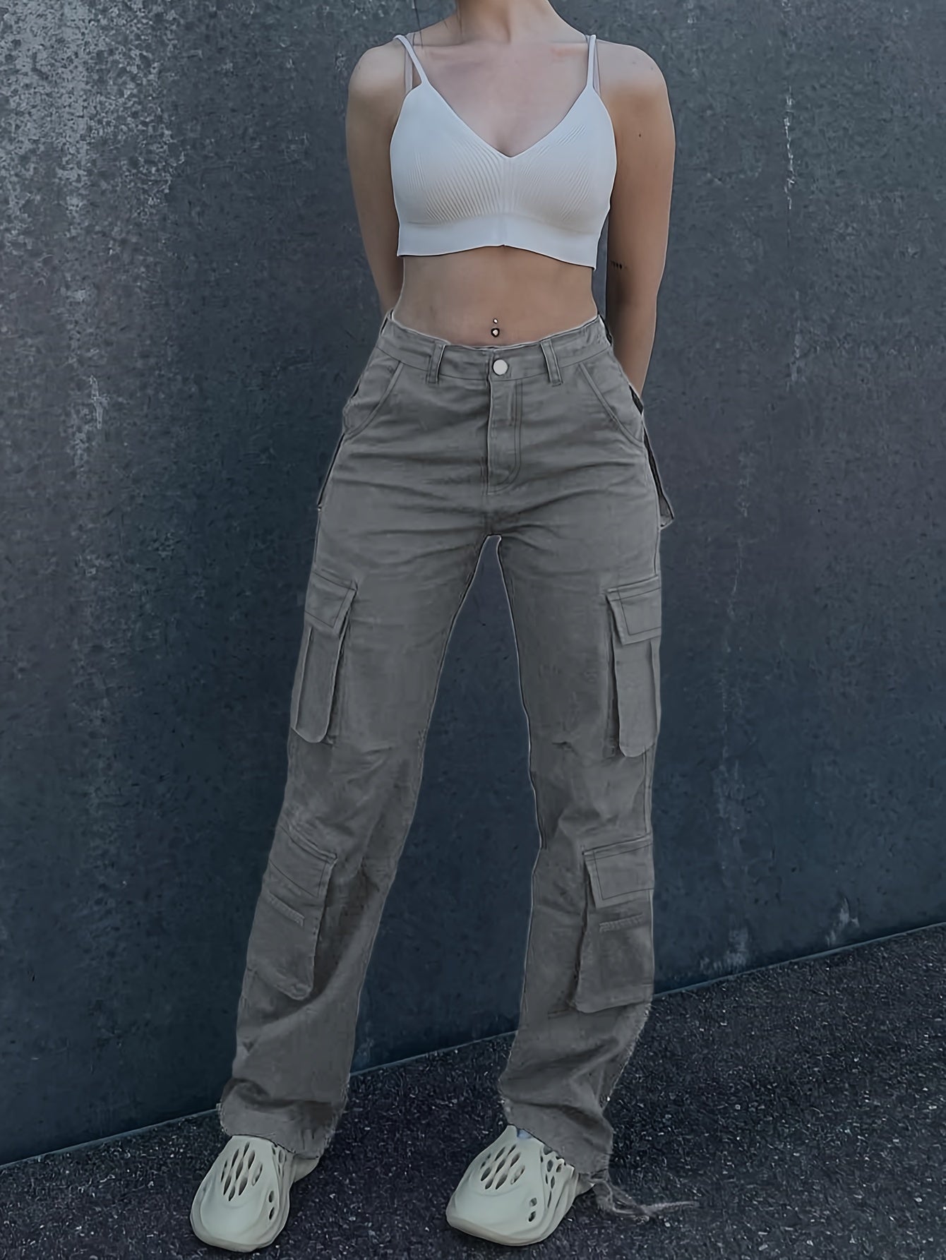 Flap Pockets Baggy Cargo Pants