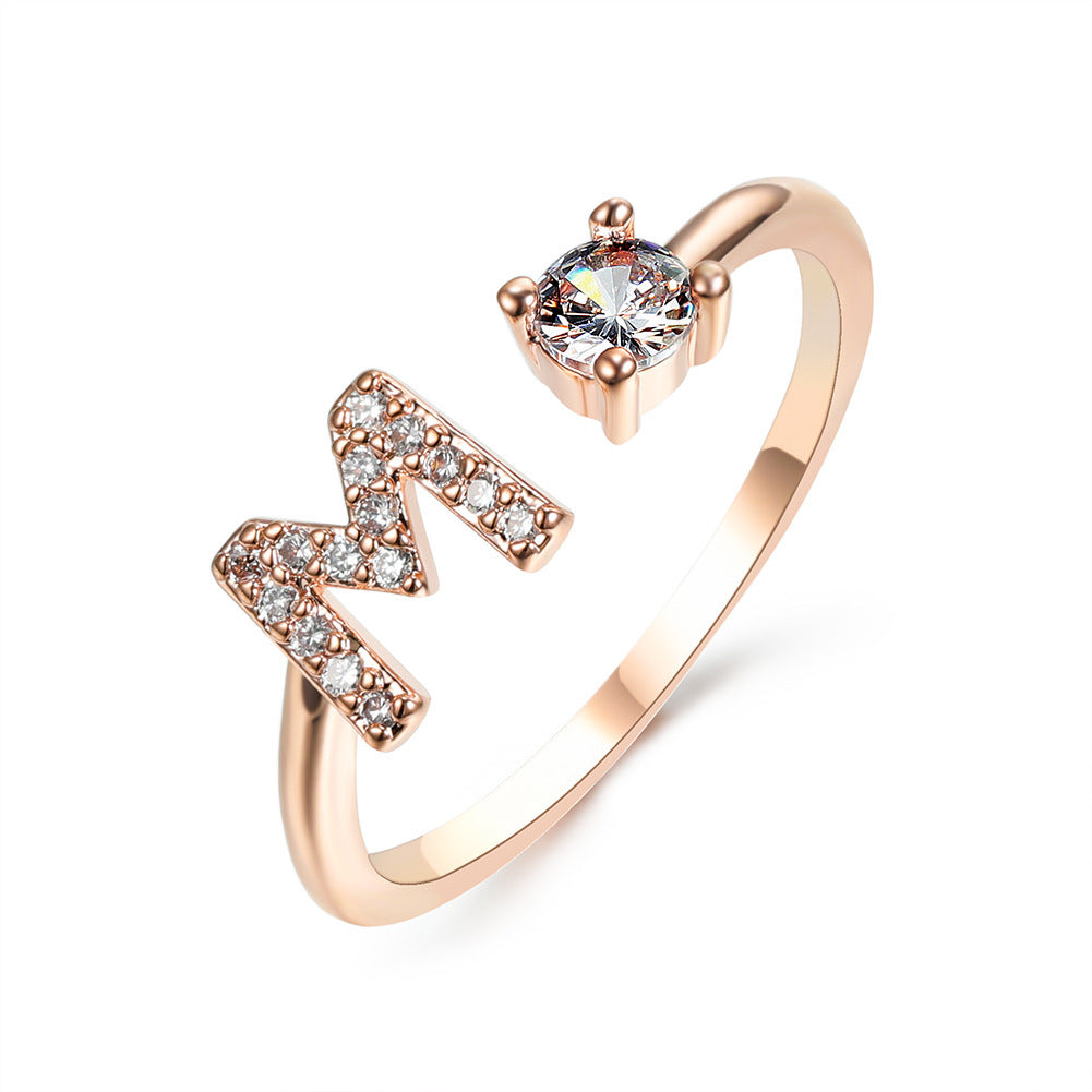 Elegance Initials Adjustable Ring: Fashion Jewelry